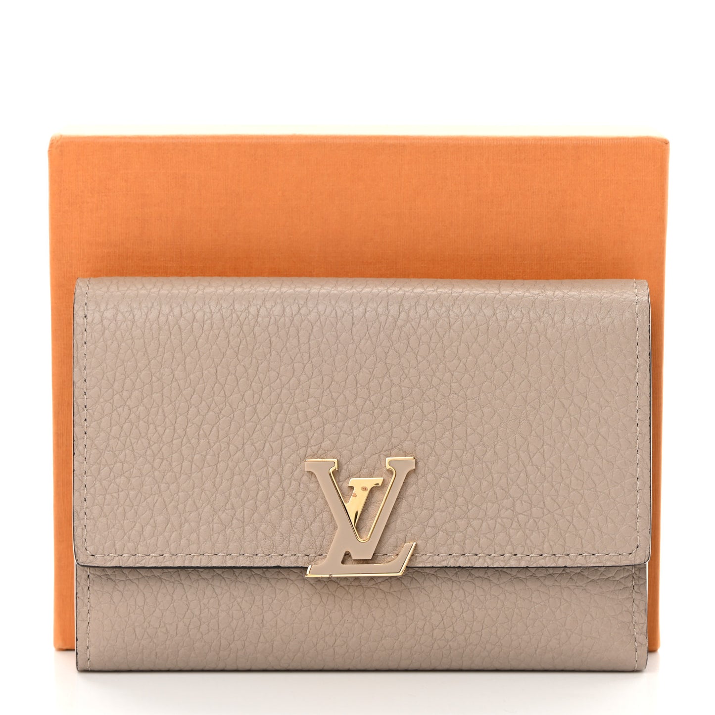 Taurillon Capucines Compact Wallet Galet