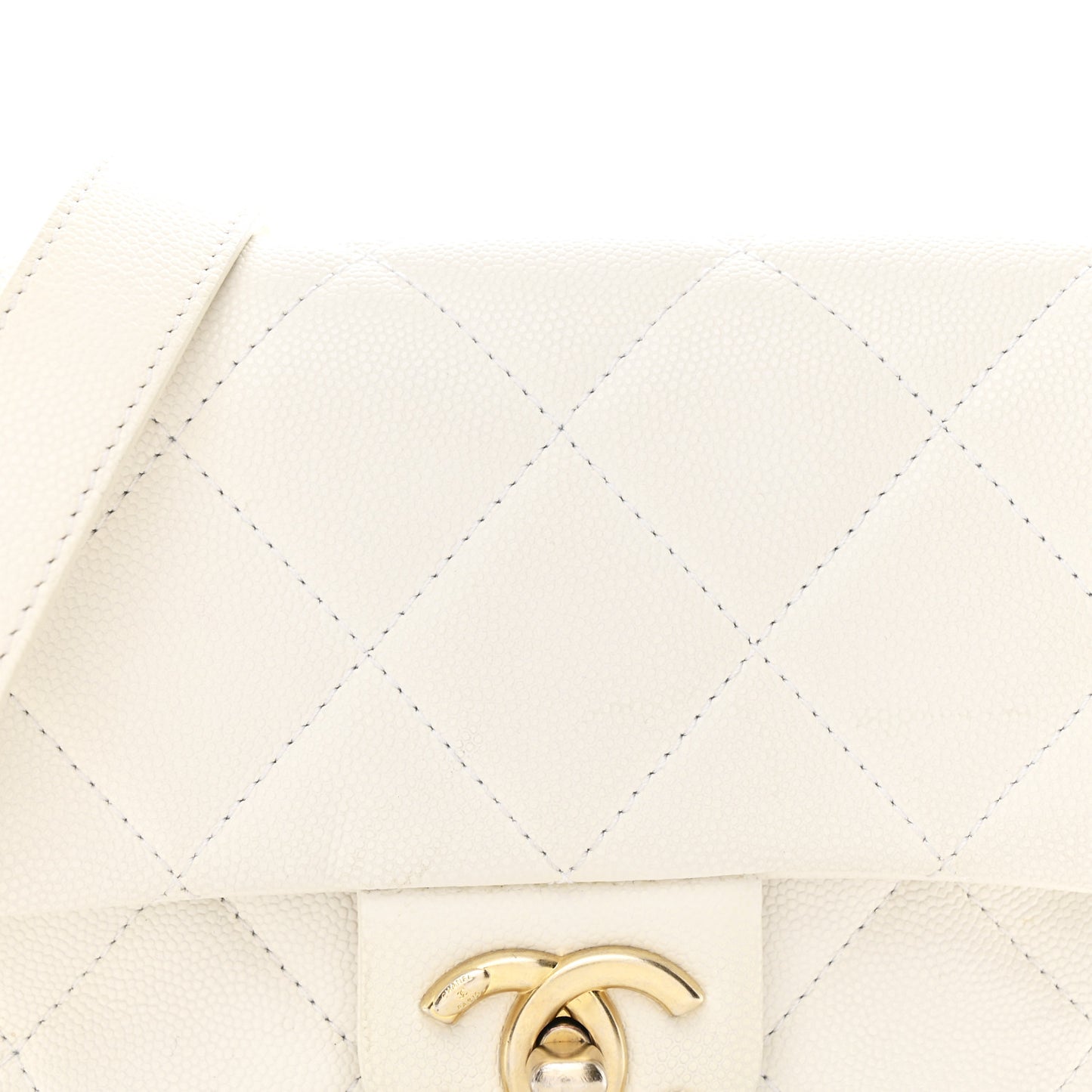 Caviar Quilted Mini Twist Your Buttons Flap White