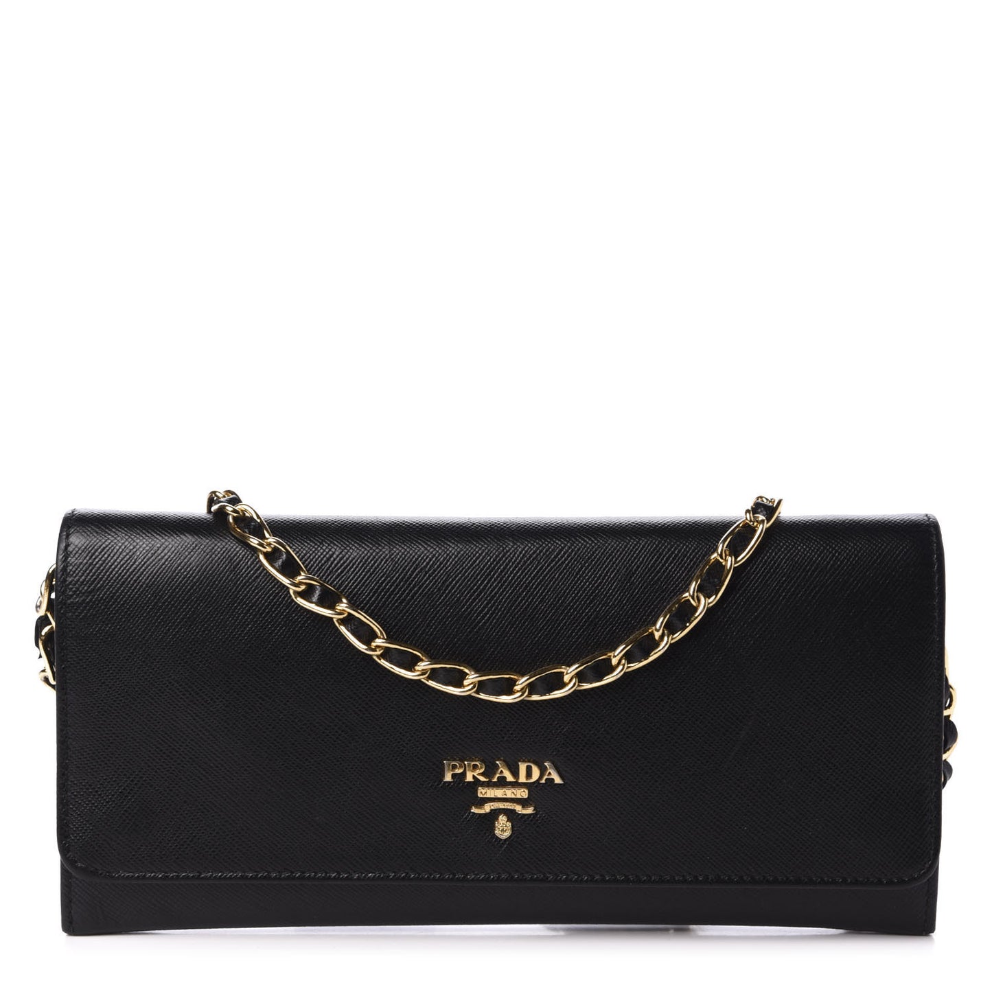 Saffiano Metal Oro Chain Wallet Black