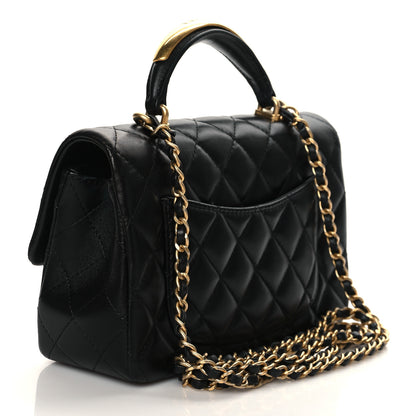Chanel Lambskin Quilted Metal Mini Top Handle Rectangular Flap Black 3 of 10