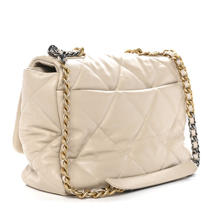 Chanel Goatskin Quilted Maxi Chanel 19 Flap Beige 3 of 10