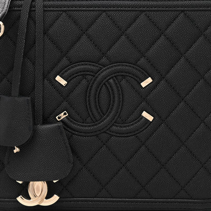 Chanel Caviar Quilted Medium CC Filigree Vanity Case Black 10 of 15