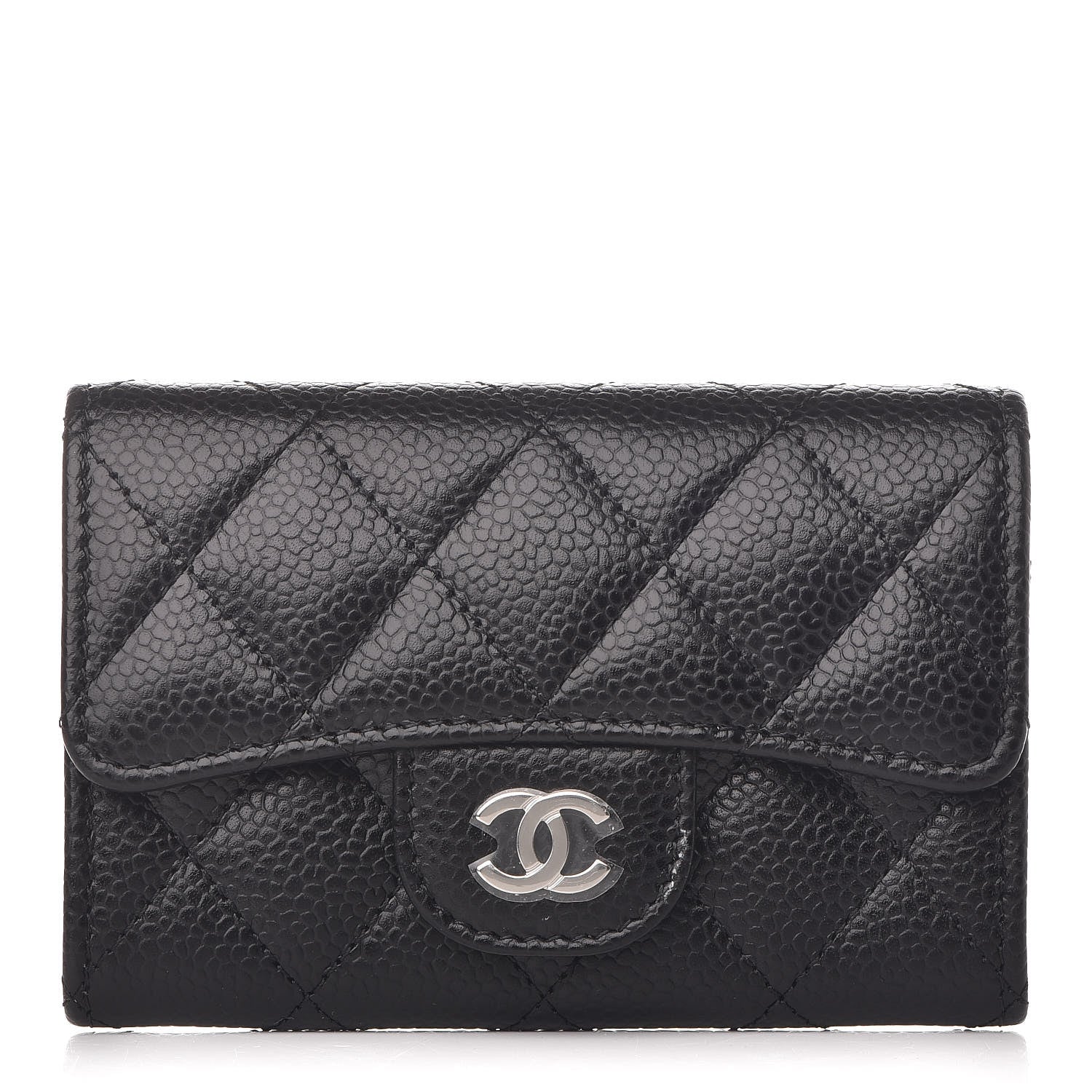Chanel Caviar Quilted Flap Card Holder Wallet Black 1 of 9