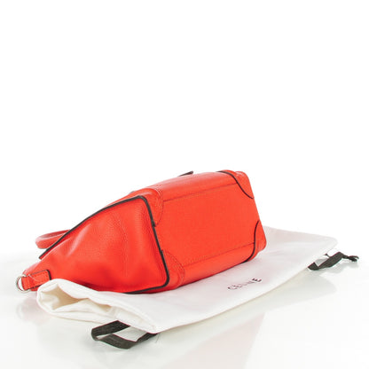 Celine Drummed Calfskin Nano Luggage Vermillion 4 of 9
