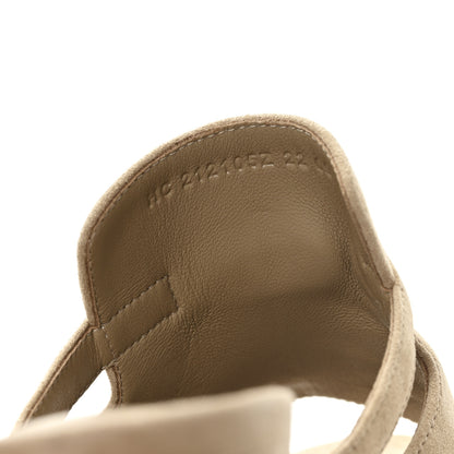 Hermes Suede Goatskin Satin Cute Sandals 38.5 Beige Argile 9 of 9