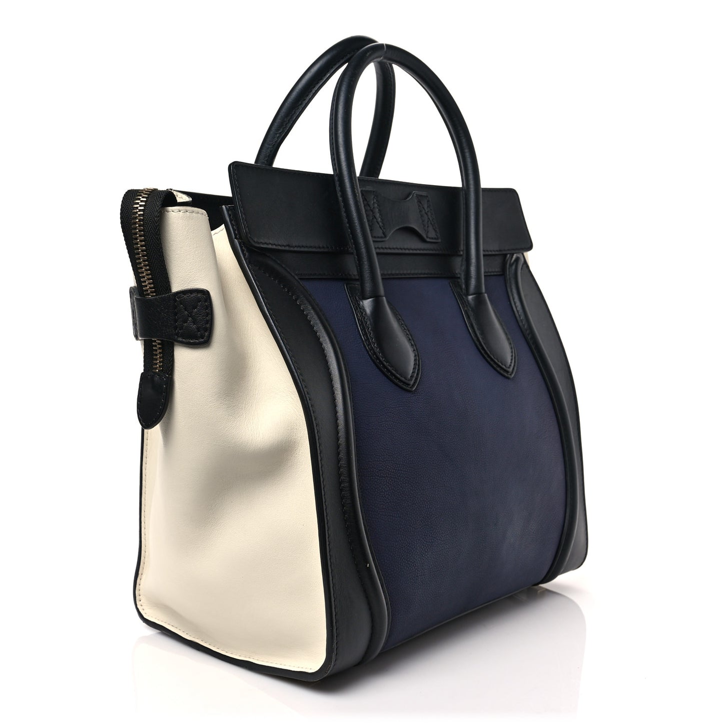 Velluto Calfskin Mini Tri-Color Luggage Navy