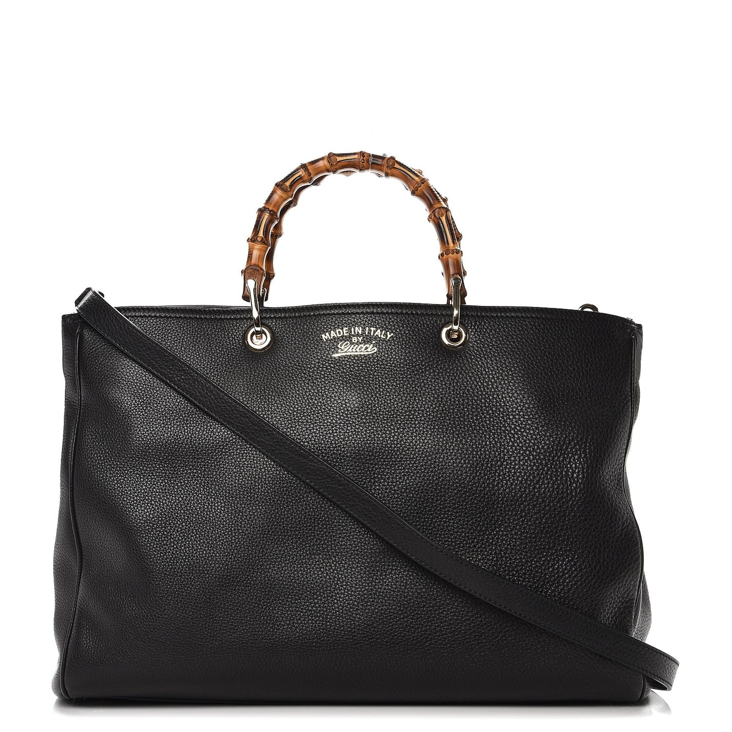 Calfskin Large Bamboo Shopper Tote Black