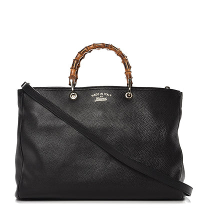 Gucci Calfskin Large Bamboo Shopper Tote Black 1 of 9