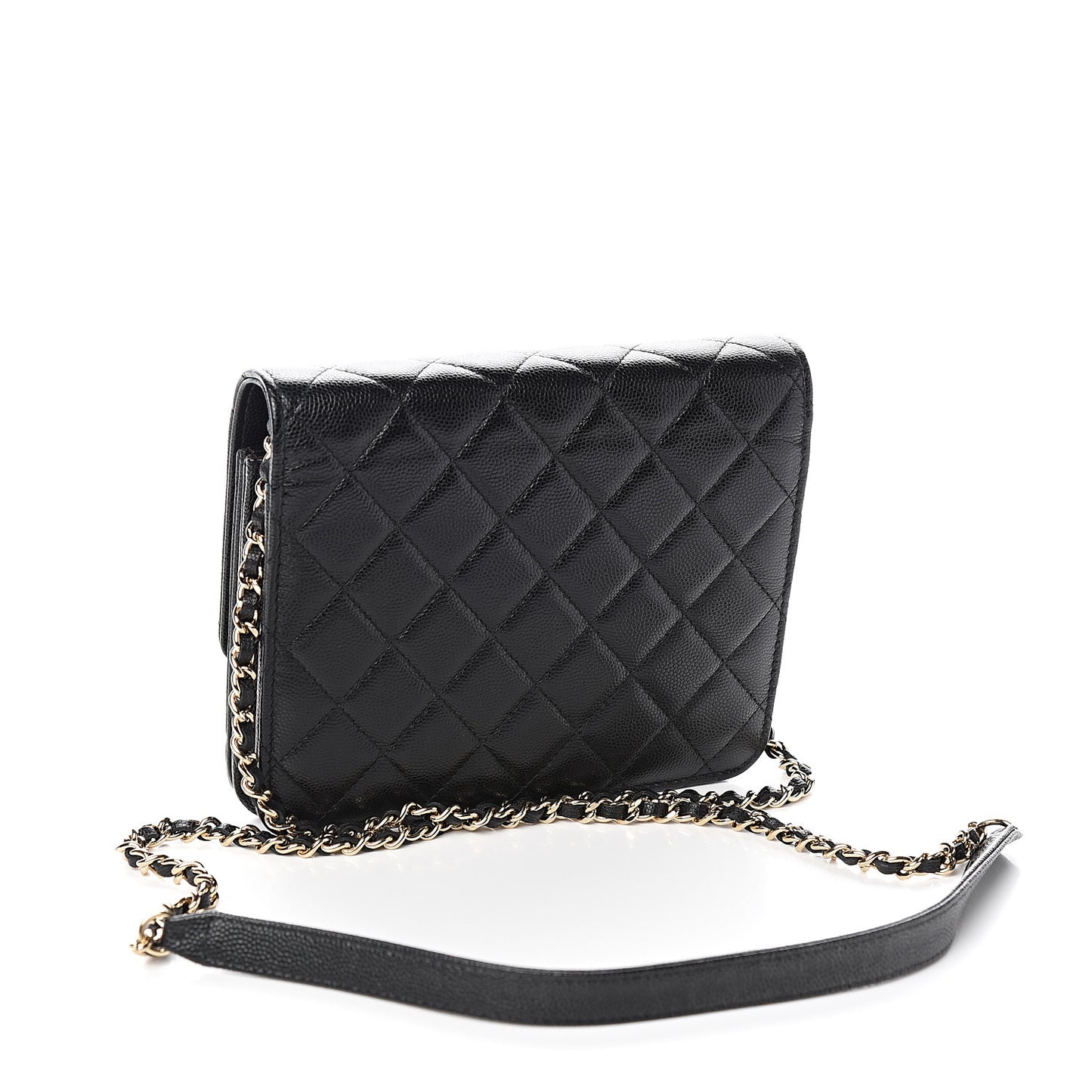 Caviar Quilted Square Wallet On Chain WOC Black