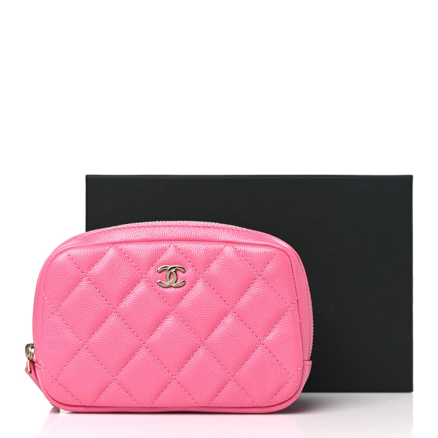 Chanel Caviar Quilted Small Curvy Pouch Cosmetic Case Pink 9 of 9
