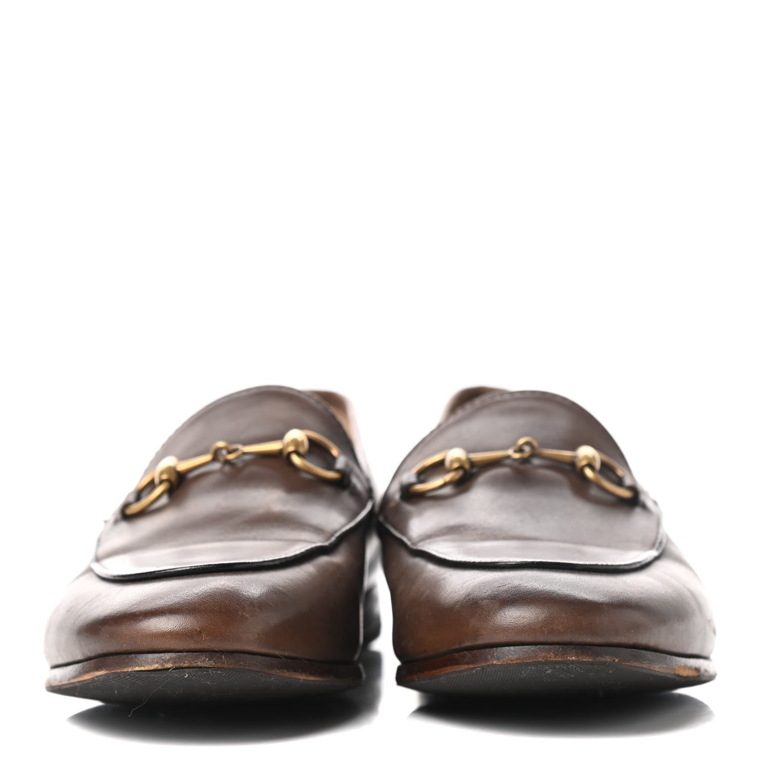 Gucci Calfskin Womens Jordaan Horsebit Loafers 37 Fondente Brown 2 of 10