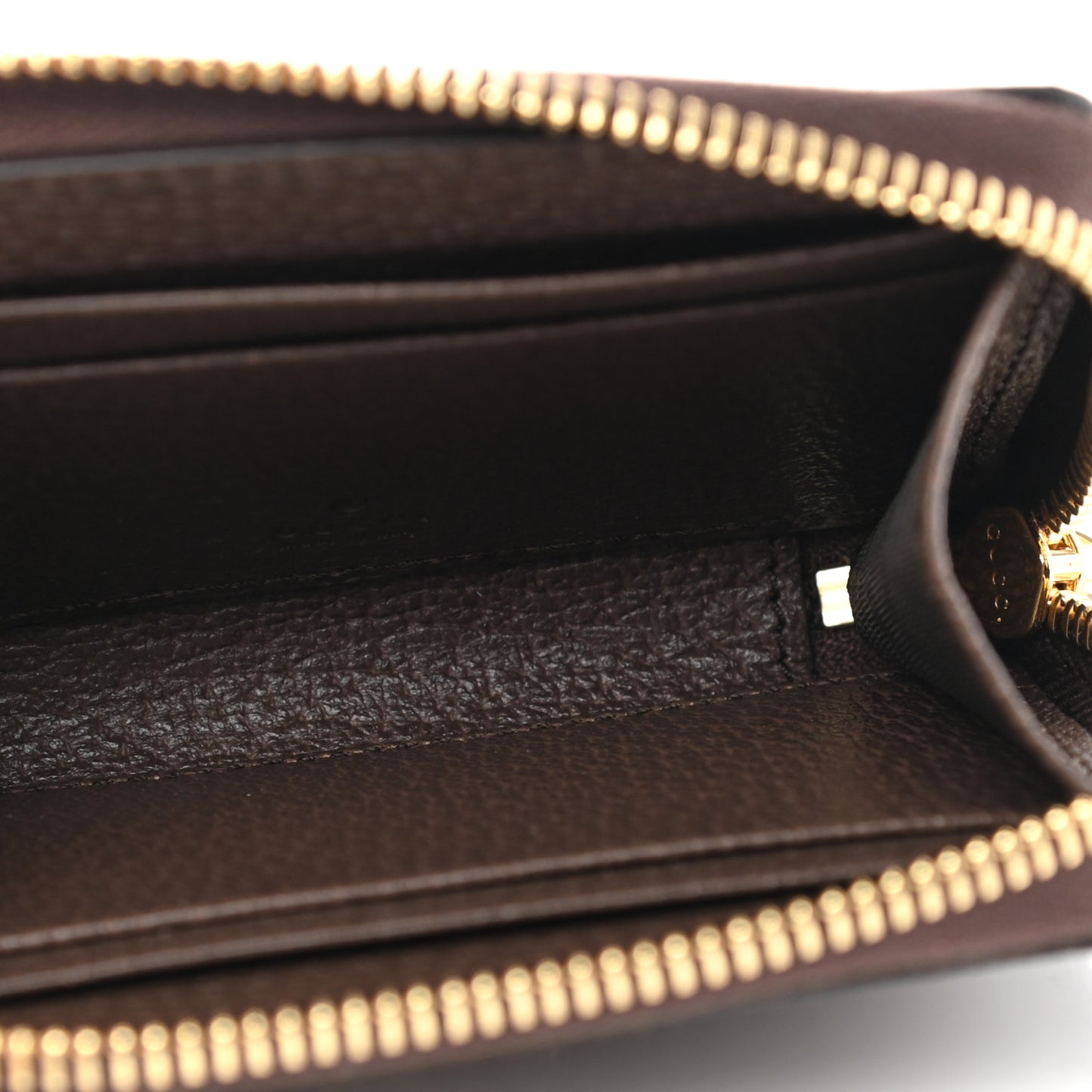GG Supreme Monogram Textured Dollar Calfskin Web Ophidia Zip Around Card Case Wallet Beige Ebony New Acero