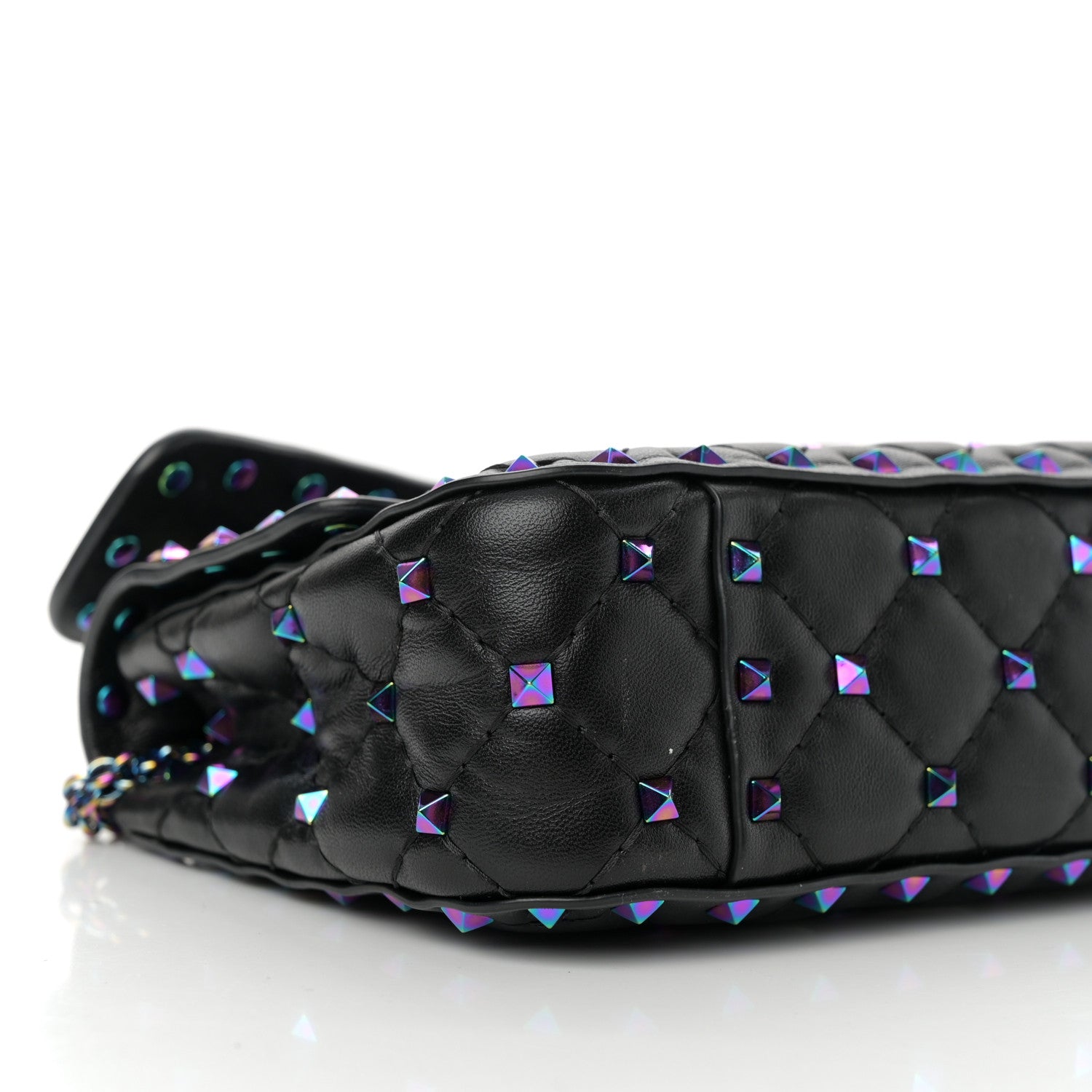 Valentino Garavani Lambskin Oil Slick Small Rockstud Spike Shoulder Bag Black 8 of 13