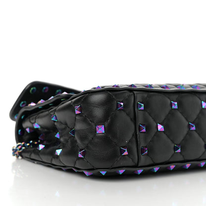 Valentino Garavani Lambskin Oil Slick Small Rockstud Spike Shoulder Bag Black 8 of 13