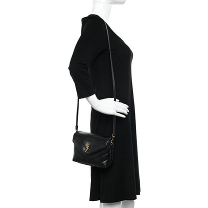 Saint Laurent Calfskin Y Quilted Monogram Toy Loulou Crossbody Bag Black 2 of 10