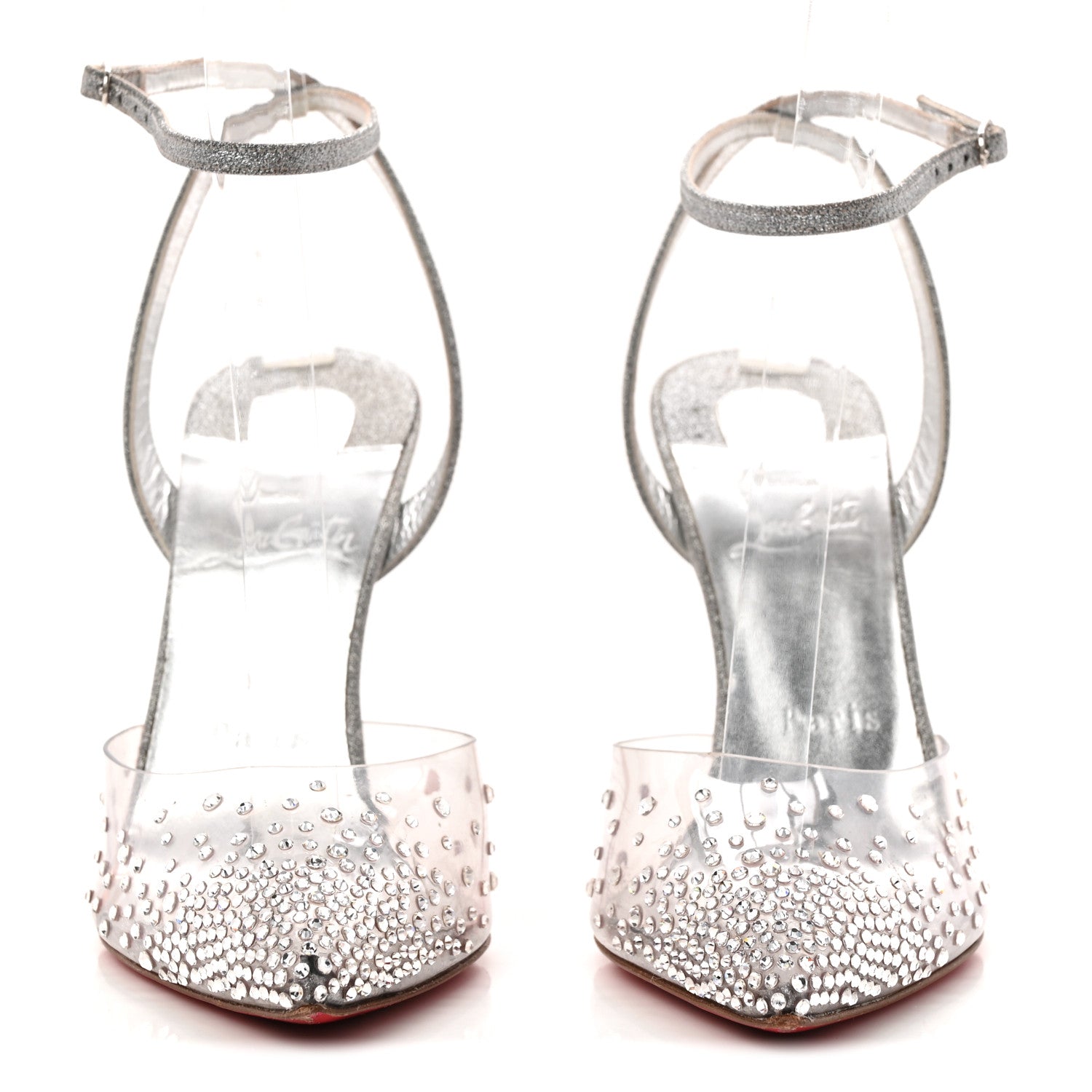 Christian Louboutin PVC Glittered Calfskin Spikaqueen 100 Pumps 37.5 Silver 3 of 8