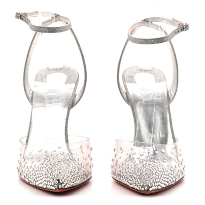 Christian Louboutin PVC Glittered Calfskin Spikaqueen 100 Pumps 37.5 Silver 3 of 8