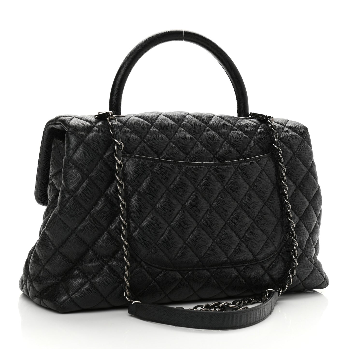 Caviar Quilted Medium Coco Handle Flap Black