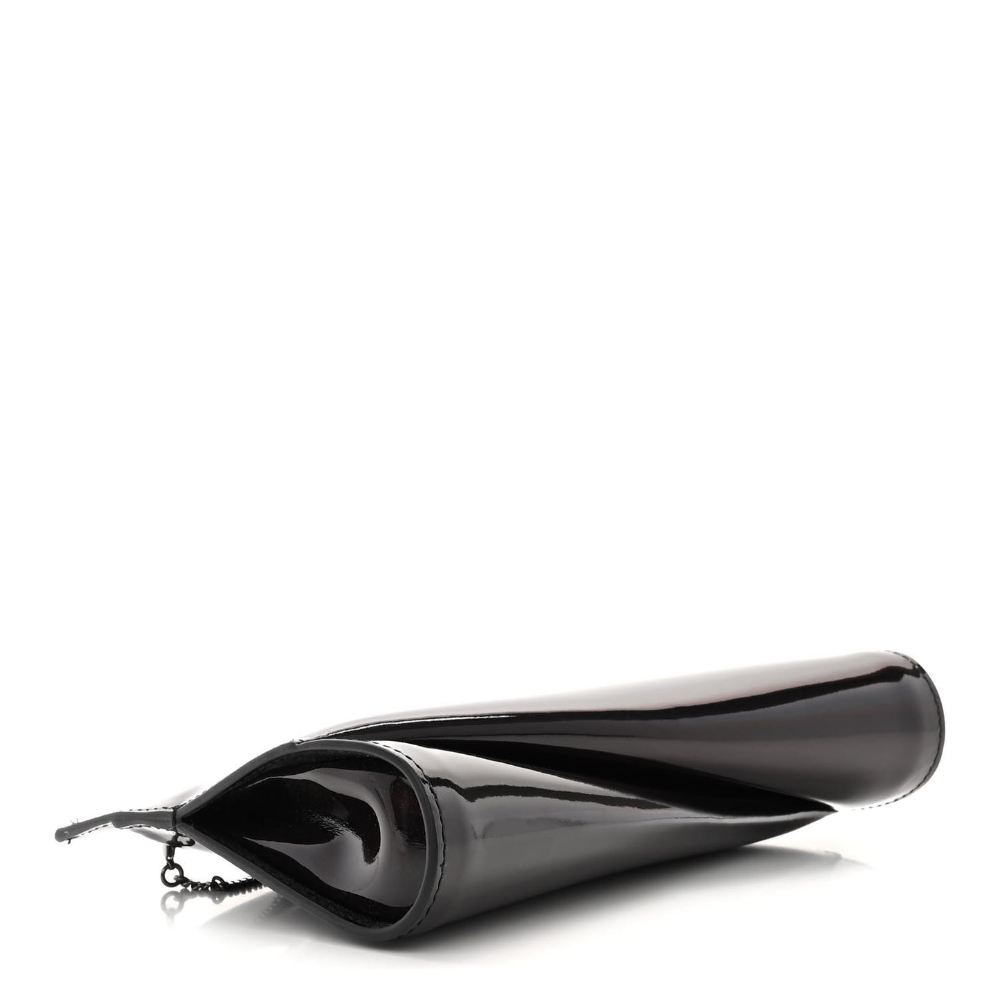 Metallic Patent Psychic Small Loubi Twist Zip Chain Clutch Bag Studio Black