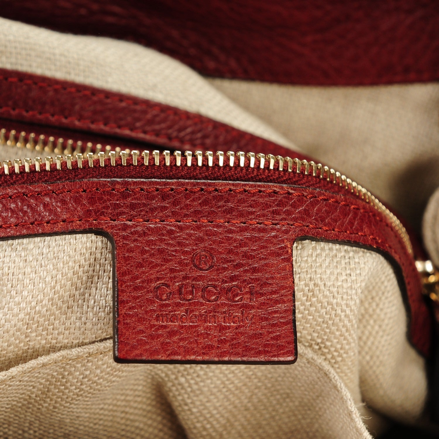 Gucci Pebbled Calfskin Medium Marrakech Shoulder Bag Red 6 of 7