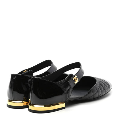 Chanel Patent Lambskin Quilted Cap Toe Ballerina Flats 41.5 Black 4 of 8