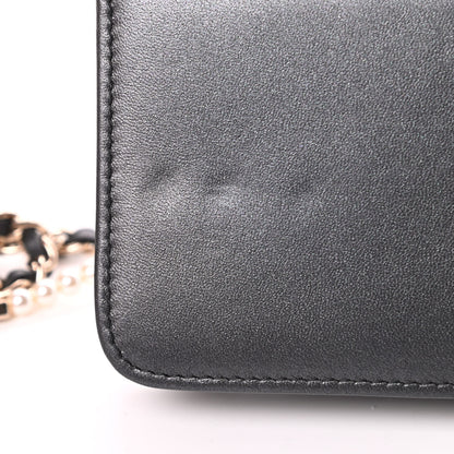 Chanel Iridescent Lambskin Quilted Pearl Wallet On Chain WOC Black 13 of 15
