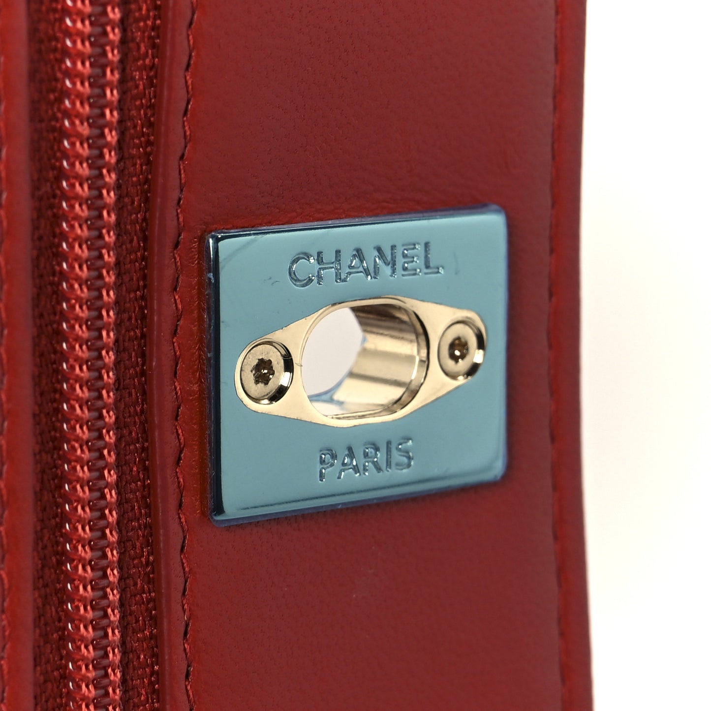Lambskin Quilted Trendy CC Wallet On Chain WOC Red