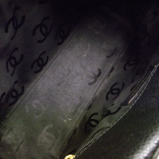 Caviar CC Stitched Small Tote Black