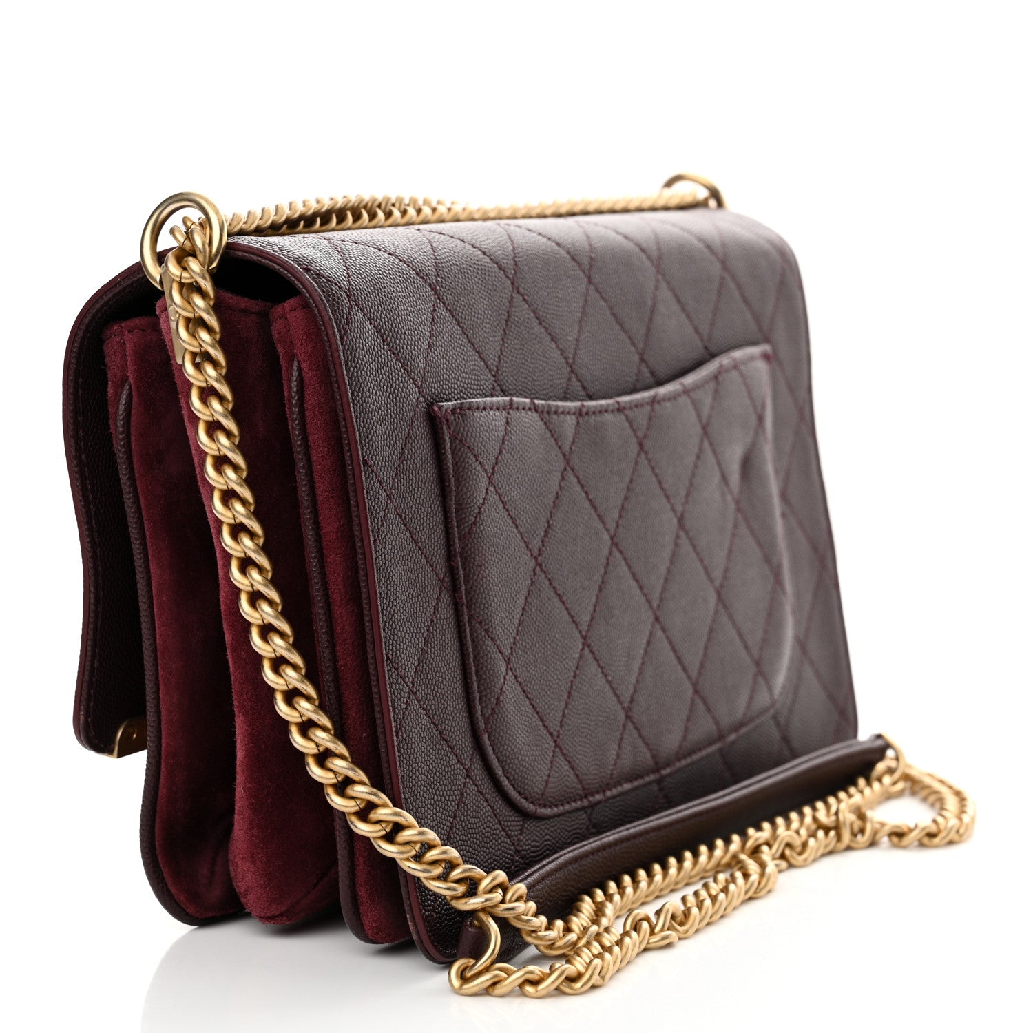Chanel Caviar Suede Stitched Lady Coco Flap Burgundy 3 of 12