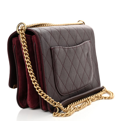 Chanel Caviar Suede Stitched Lady Coco Flap Burgundy 3 of 12