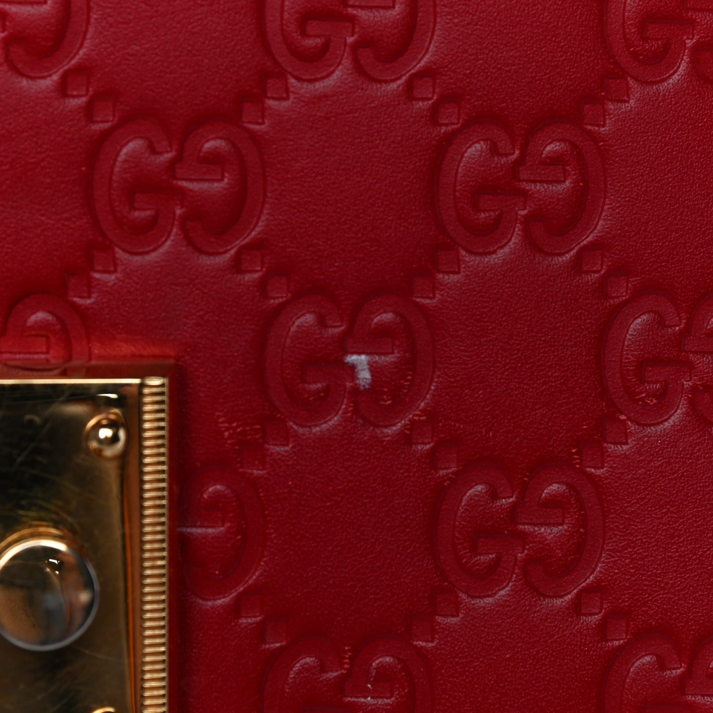 Guccissima Small Padlock Shoulder Bag Hibiscus Red