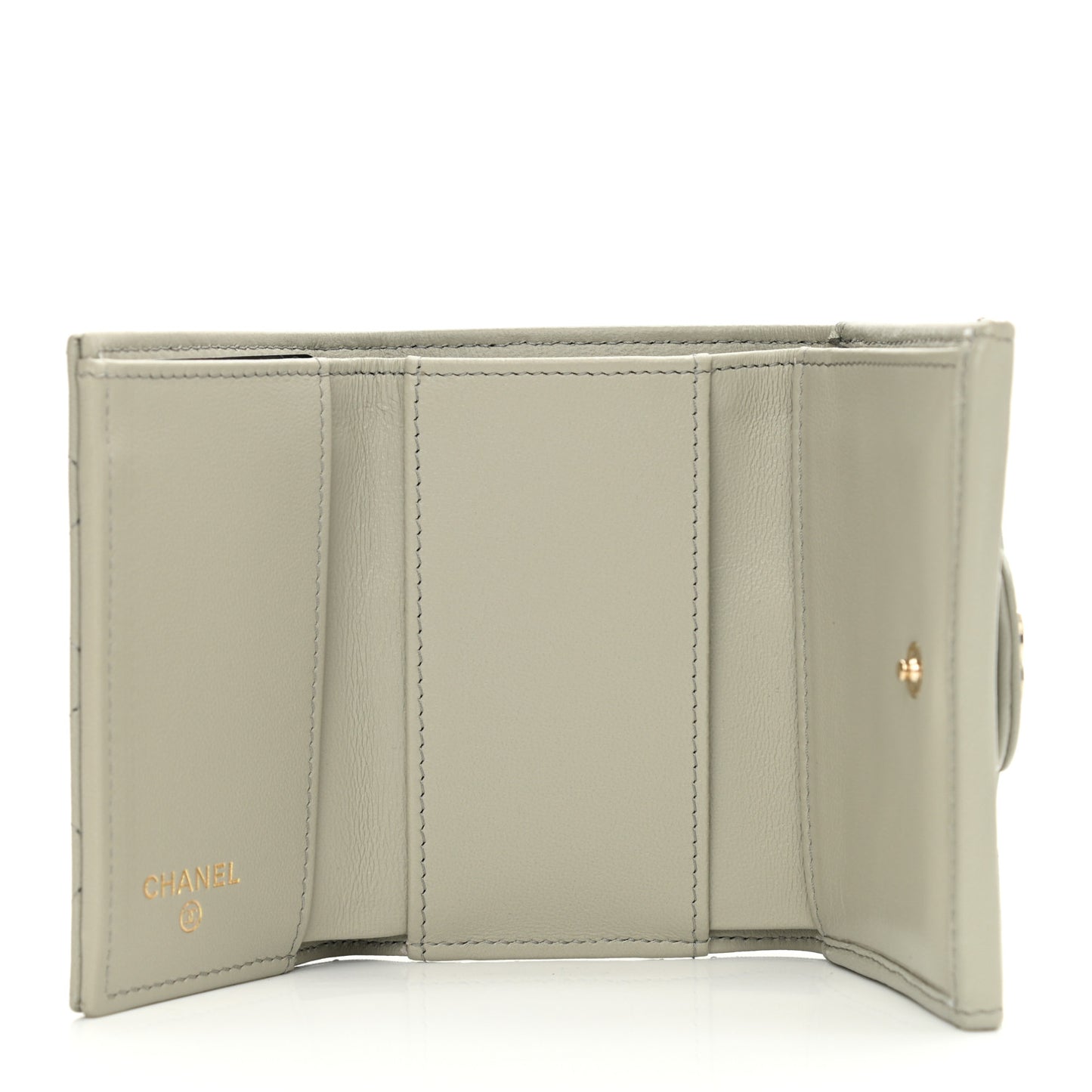 Lambskin Quilted Small Flap Wallet Grey