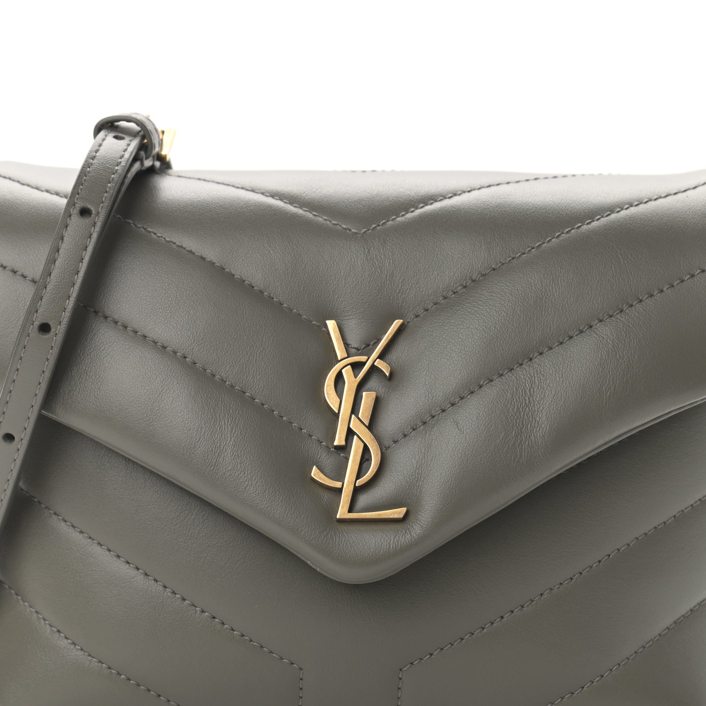 Calfskin Y Quilted Monogram Toy Loulou Crossbody Bag Grey Kaki