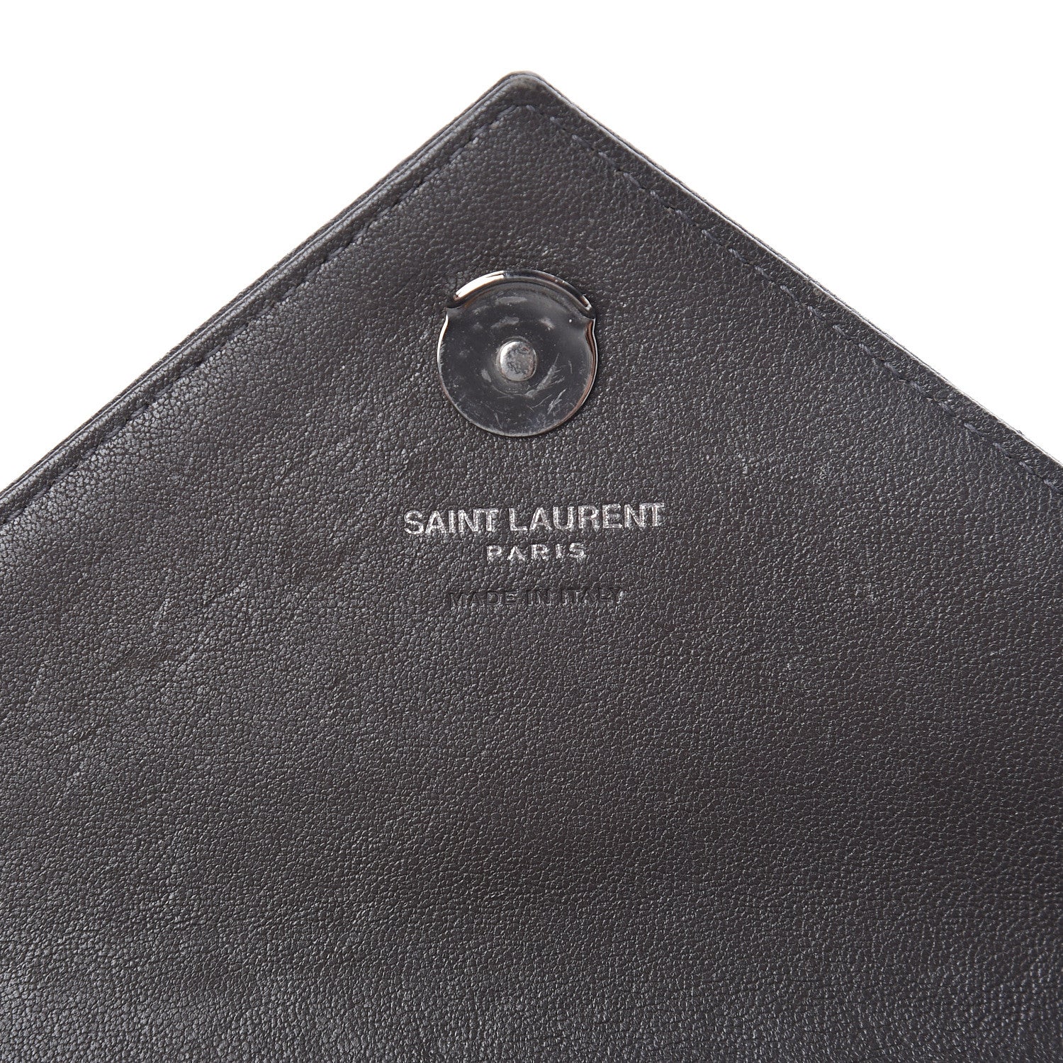 Saint Laurent Sheepskin Matelasse Chevron Monogram College Chain Wallet Coal 8 of 14