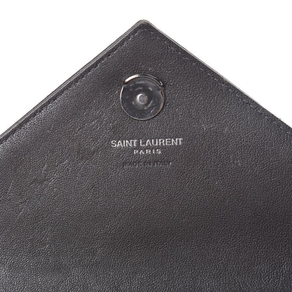 Saint Laurent Sheepskin Matelasse Chevron Monogram College Chain Wallet Coal 8 of 14