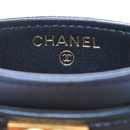 Chanel Metallic Lambskin Quilted Boy Card Holder Navy Blue 7 of 9