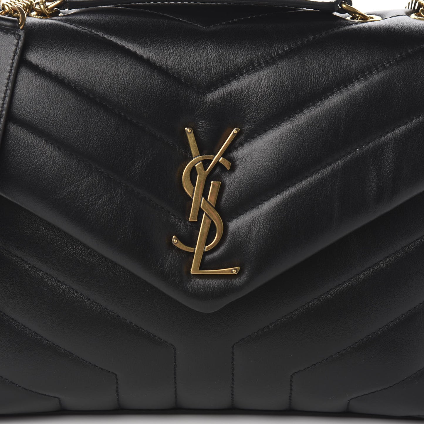 Calfskin Y Quilted Monogram Small Loulou Chain Satchel Black