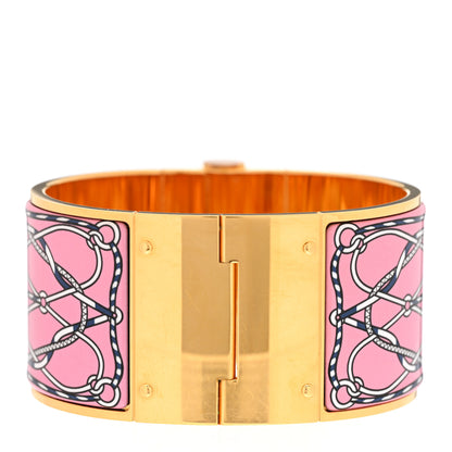 Hermes Enamel Printed Cuirs Marins Wide Hinged Bracelet L Quadrichromie 2 of 5
