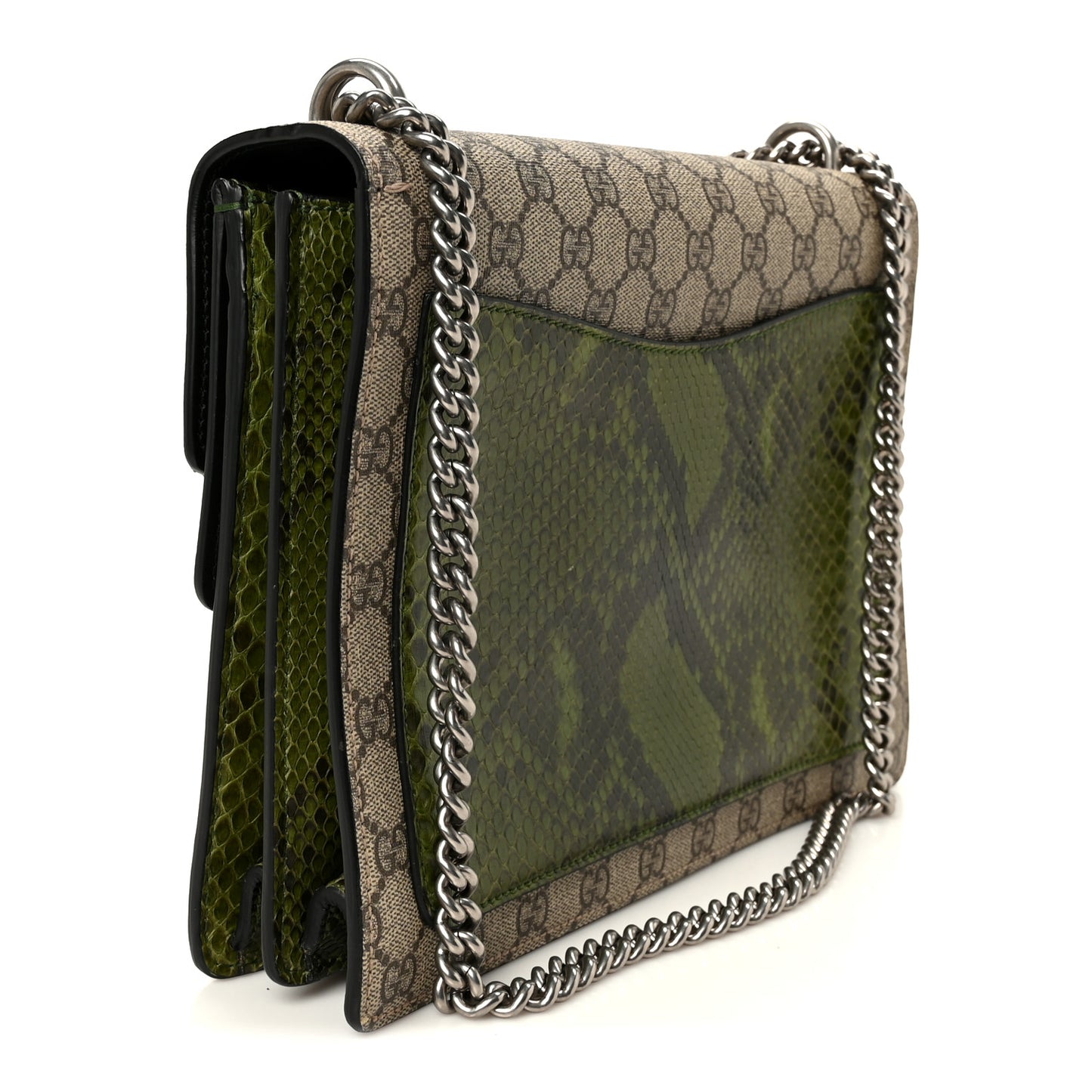 GG Supreme Monogram Snakeskin Medium Dionysus Shoulder Bag Green