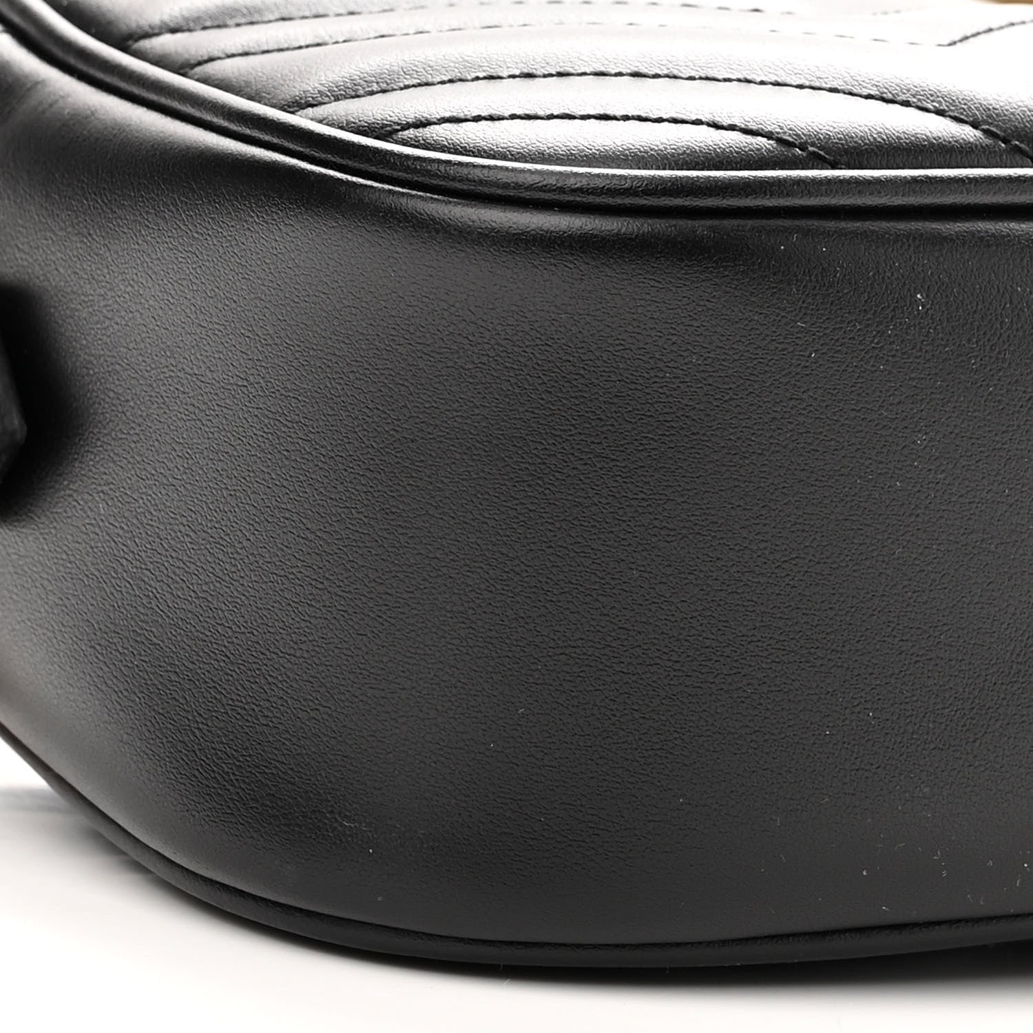 Gucci Calfskin Matelasse Small GG Marmont Chain Shoulder Bag Black 8 of 10
