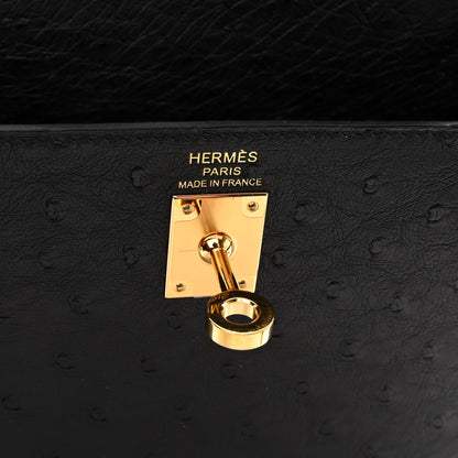 Hermes Ostrich Kelly Sellier 25 Black 6 of 10