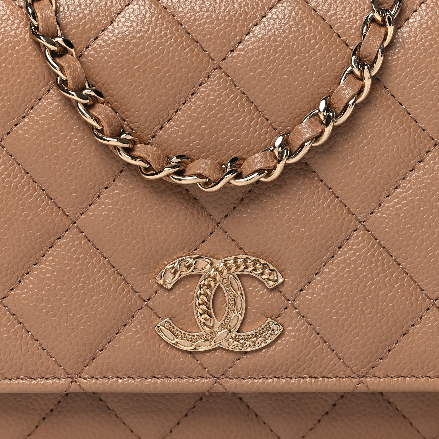 Chanel Caviar Quilted Multi Chain Wallet On Chain WOC Beige 8 of 10