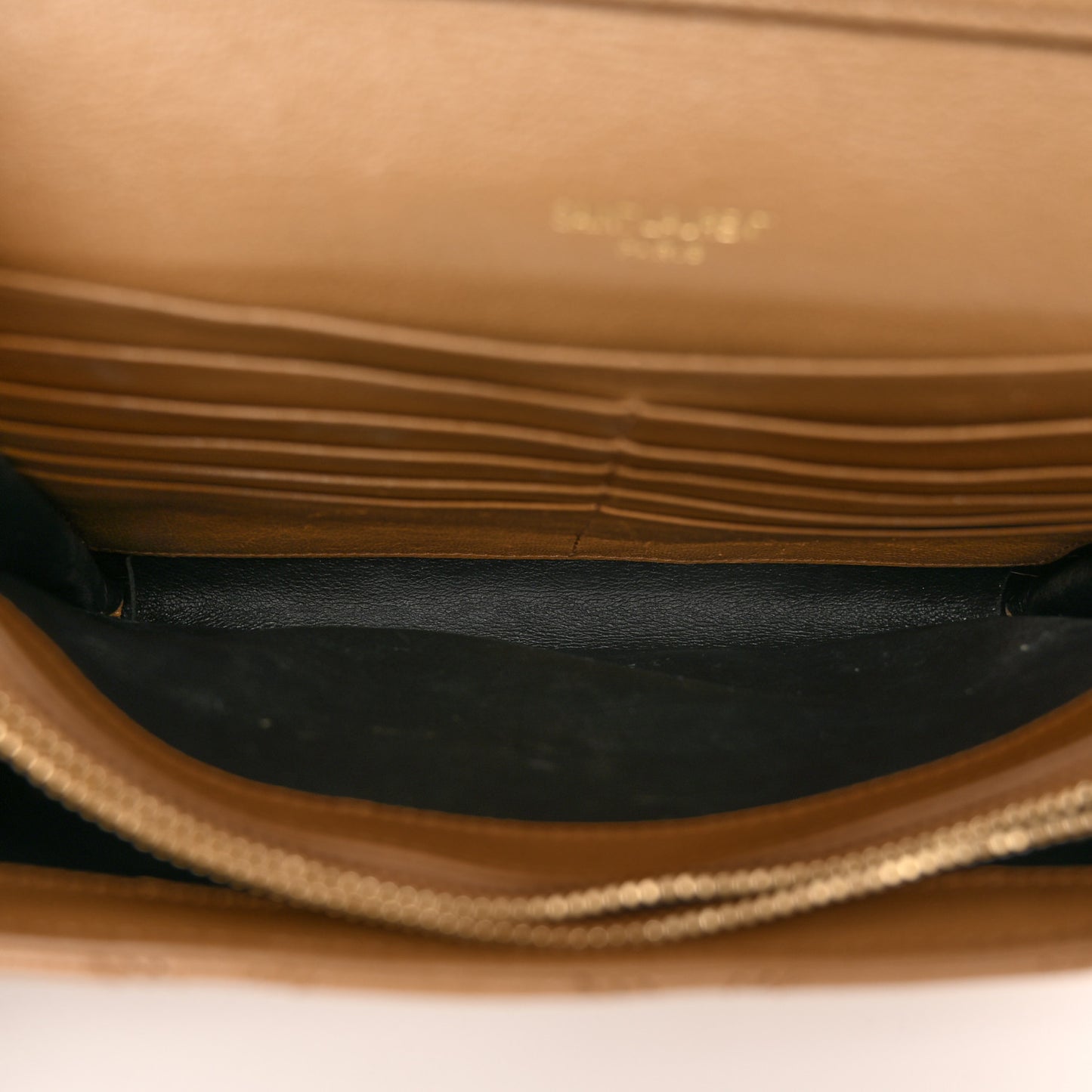 Lambskin Diamond Quilted Becky Chain Wallet Natural Tan