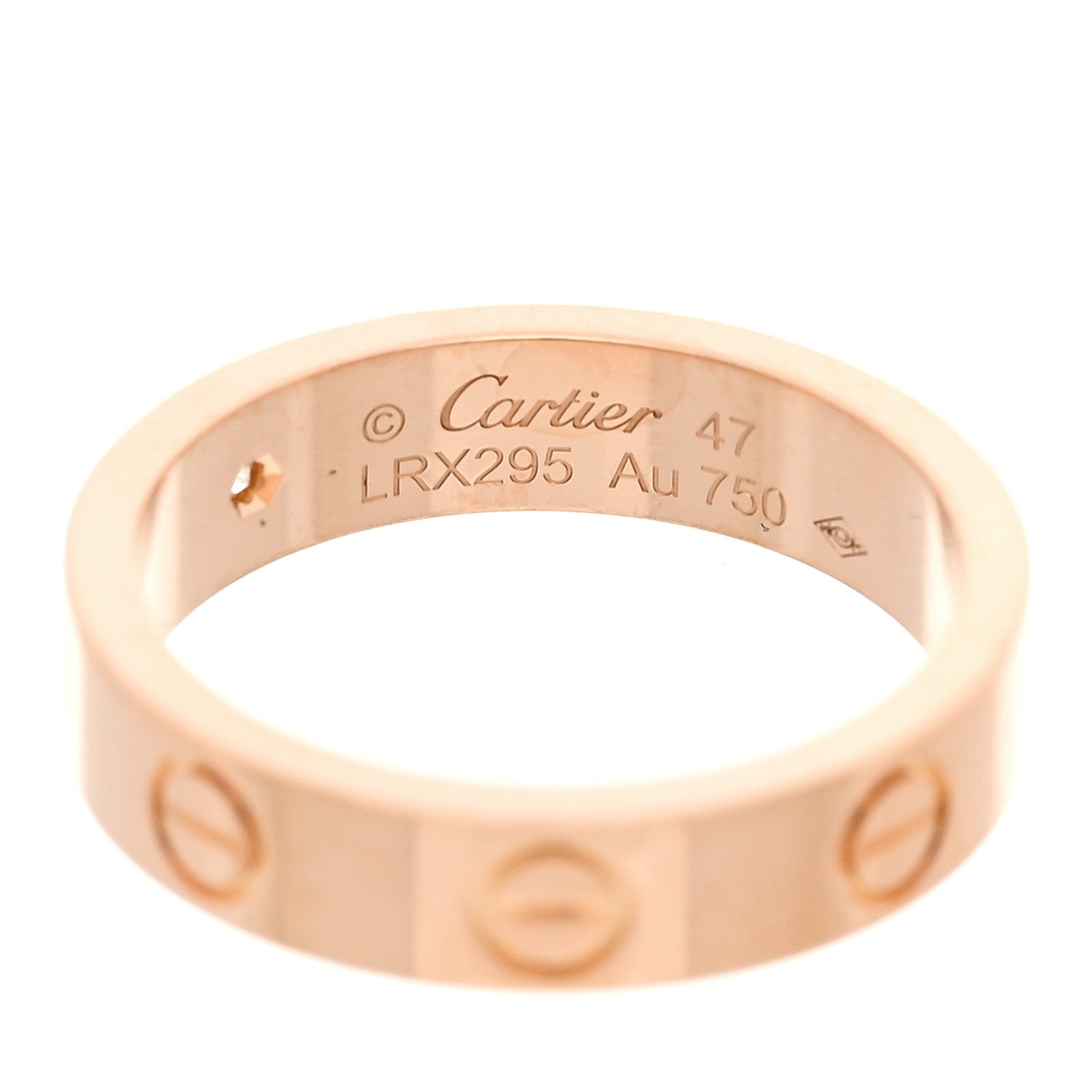 Cartier 18K Pink Gold Diamond 4mm LOVE Wedding Band Ring 47 4 4 of 5