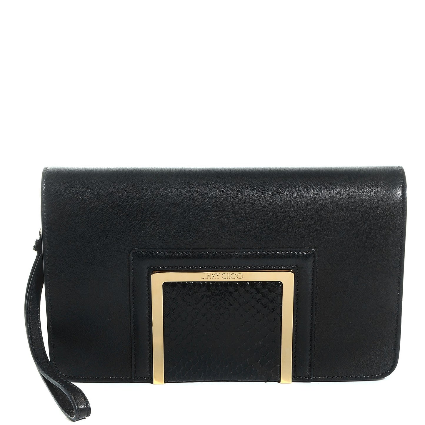 Nappa Leather Snakeskin Alara Clutch Black