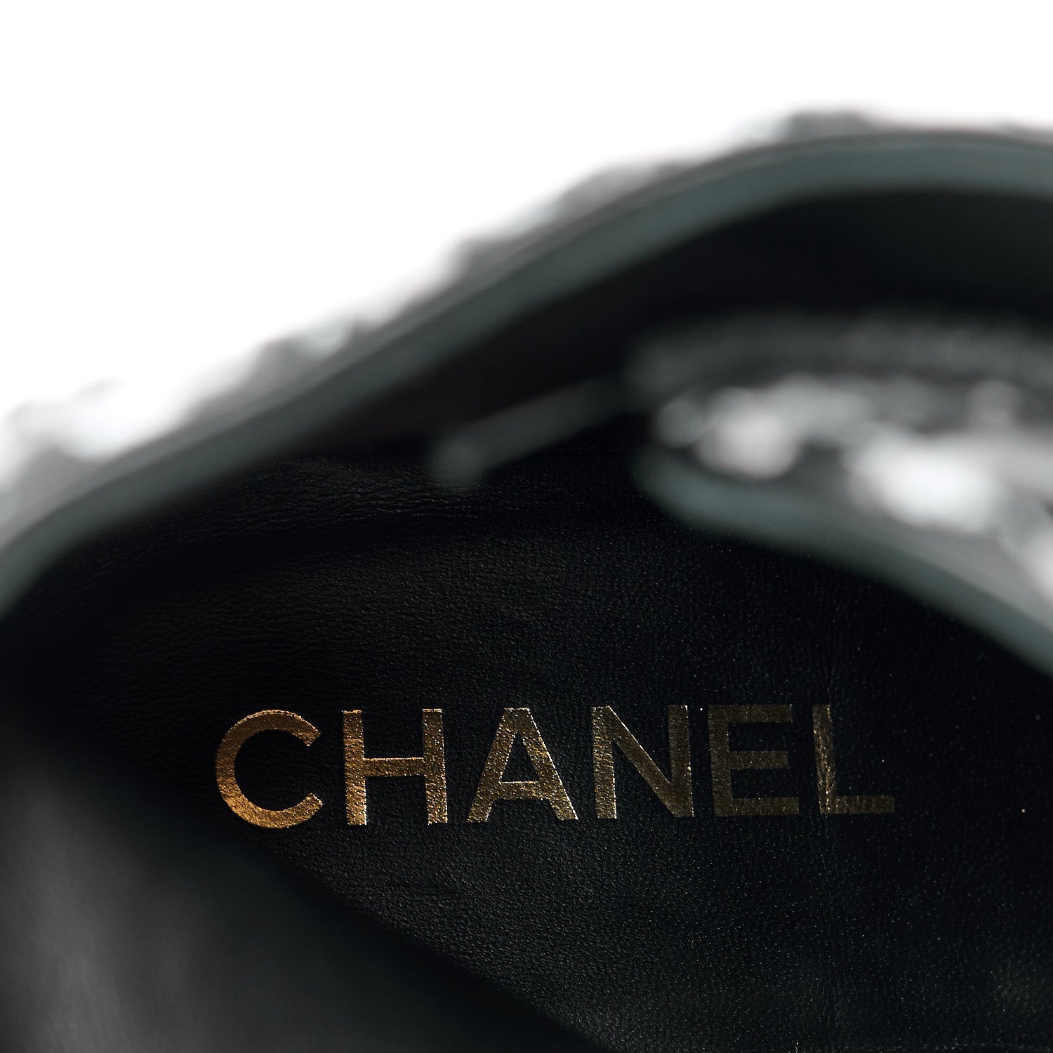 Chanel Wool Tweed Calfskin Chain Lace Up Combat Boots 38.5 Black White 7 of 9