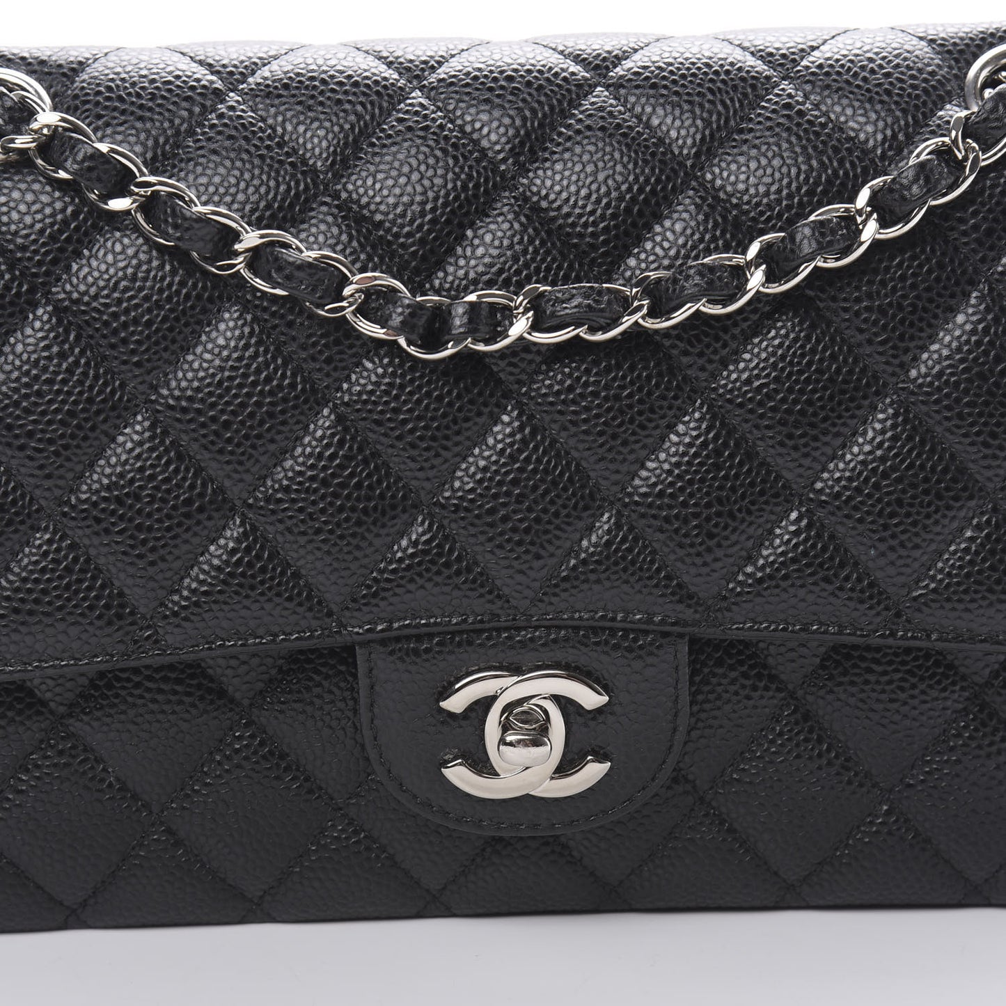 Caviar Quilted Medium Double Flap Black