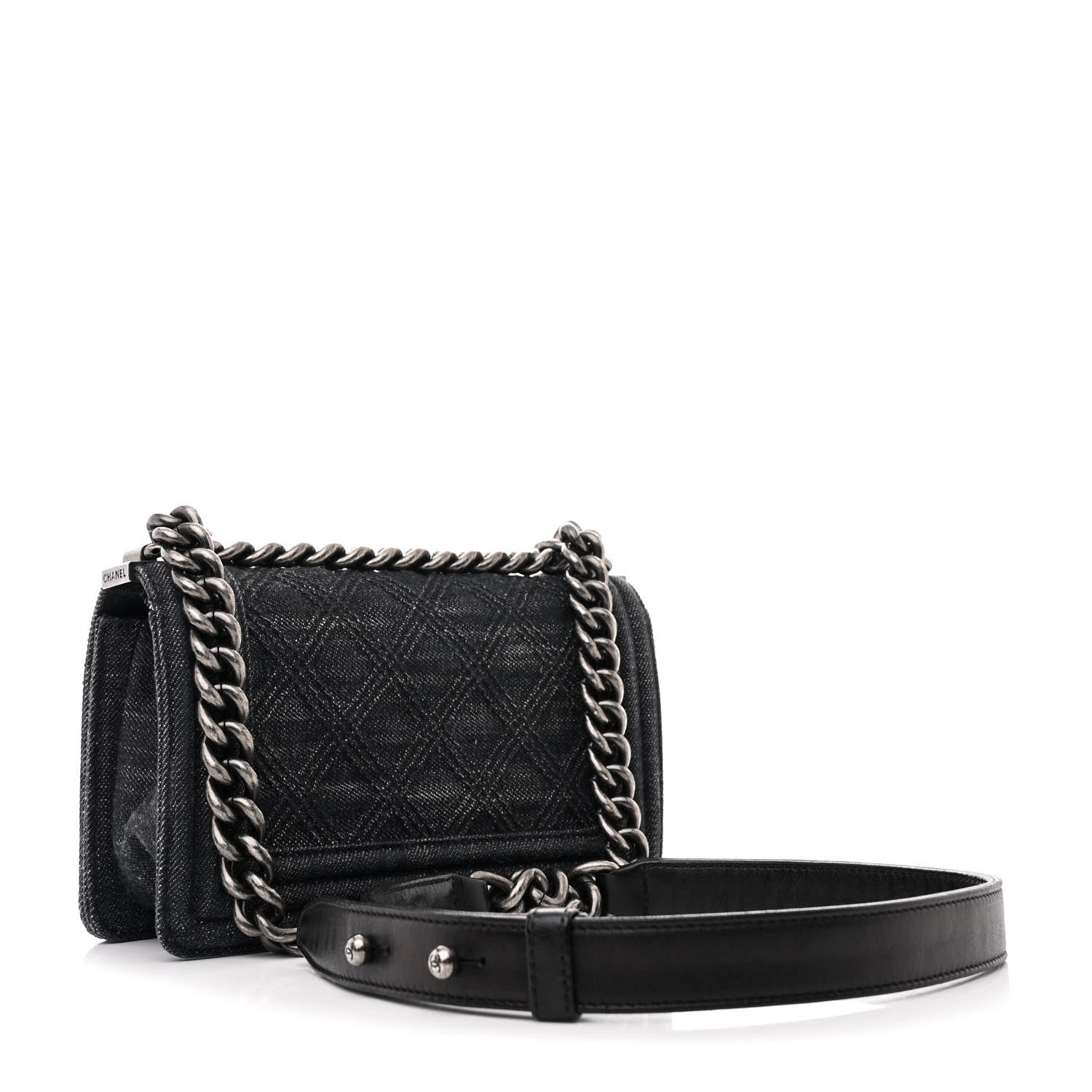 Chanel Denim Quilted Small Boy Flap Black 3 of 11