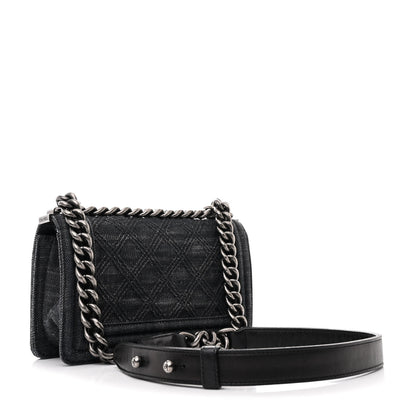 Chanel Denim Quilted Small Boy Flap Black 3 of 11