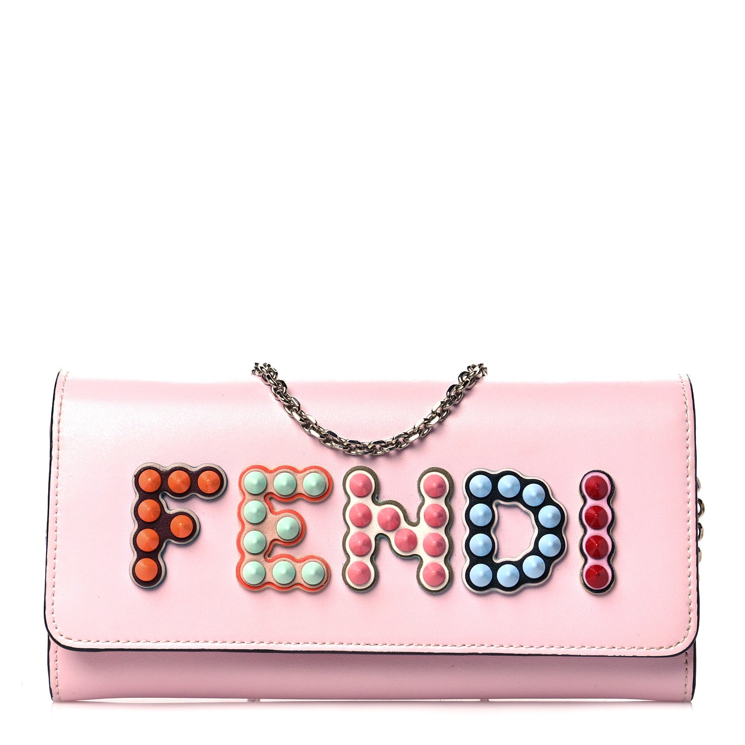 Fendi Vitello Liberty Fun Fair Studded Continental Wallet On Chain Peonia Multicolor 1 of 11